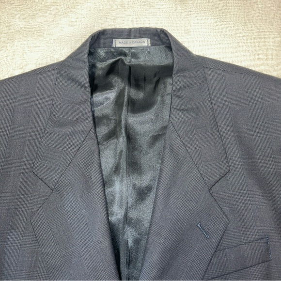 Men’s Suit Jacket Size 44R Yves Saint Laurent Blue Blazer  Button Canada Wool - Picture 3 of 11